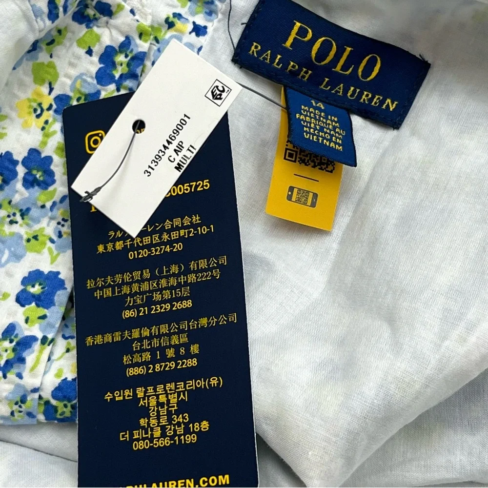 Polo Ralph Lauren Big Girls Size‎ 14 Floral Cotton Seersucker Dress Spring NEW - Picture 5 of 15